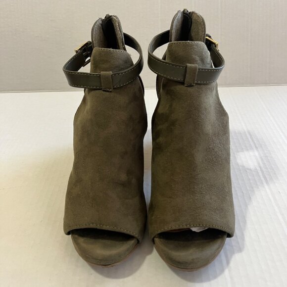 Womens Peep Toe Ankle Bootie Sz 6.5 Chunky Block Heel Boho Chic Western Country - Picture 2 of 8